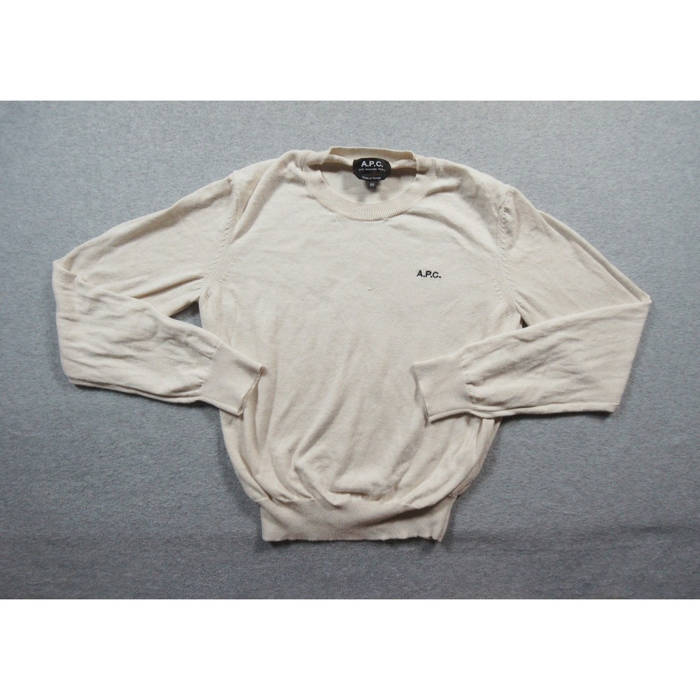 A.P.C. Sweater Womens XSmall Beige Knit Long Sleeve Crewneck Minimalist Ladies